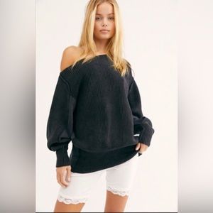 NWOT Free people off-shoulder black sweater